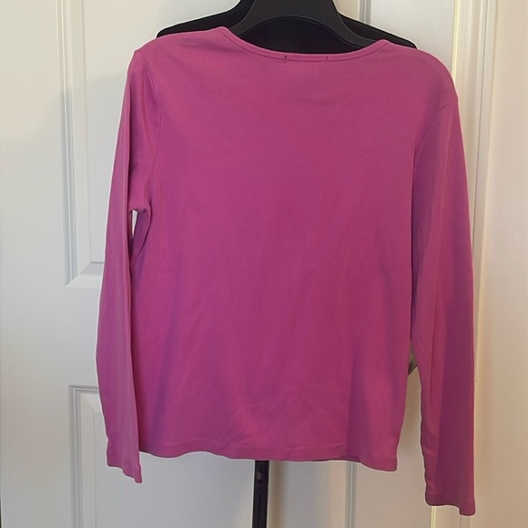 LAUREN RALPH LAUREN SOLID PINK LONG SLEEVE TSHIRT SZ LARGE - Picture 2 of 5